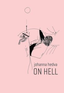 Rose pink book cover with a black abstract line drawing, and the words: Johanna Hedva, On Hell
